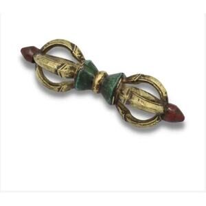 Tibetan Buddhism Dorje Phurpa Pestle Vajra Talismans FaQi Brass Red Turquoise